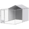 PawHut Galvanized Chain Link Large Outdoor Dog Kennel with Waterproof & UV-Resistant Cover, for M&L Dogs, 13.1' x 7.5' x 7.5'