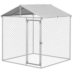 PawHut 6.6x6.6x7.8 Outdoor Dog Kennel for Small Medium Dogs w Waterproof Roof Silver