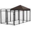 PawHut Outdoor Dog Kennel 9.3x4.6 Exercise Pen with UV Protection Canopy Water-resistant for Medium Large Dogs