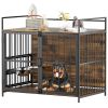 Furniture Style Large Dog Crate with 360° & Adjustable Raised Feeder for Dogs 48"