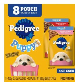 Pedigree Puppy Soft Wet Dog Food Variety Pack, 3.5 oz Pouches (8 Pack)