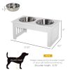 PawHut Wooden Dog Feeding Station with 2 Stainless Steel Bowls and Non-Slip Base Elegant White