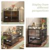 Furniture Style Large Dog Crate with 360° & Adjustable Raised Feeder for Dogs 48"