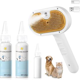 Universal Pet Steam Brush For Cats And Dogs 3-in-1 Spray Hair Removal Comb With Waterless Shampoo And Ear Towel (Option: Brush Set with 2Bottle of Sha)